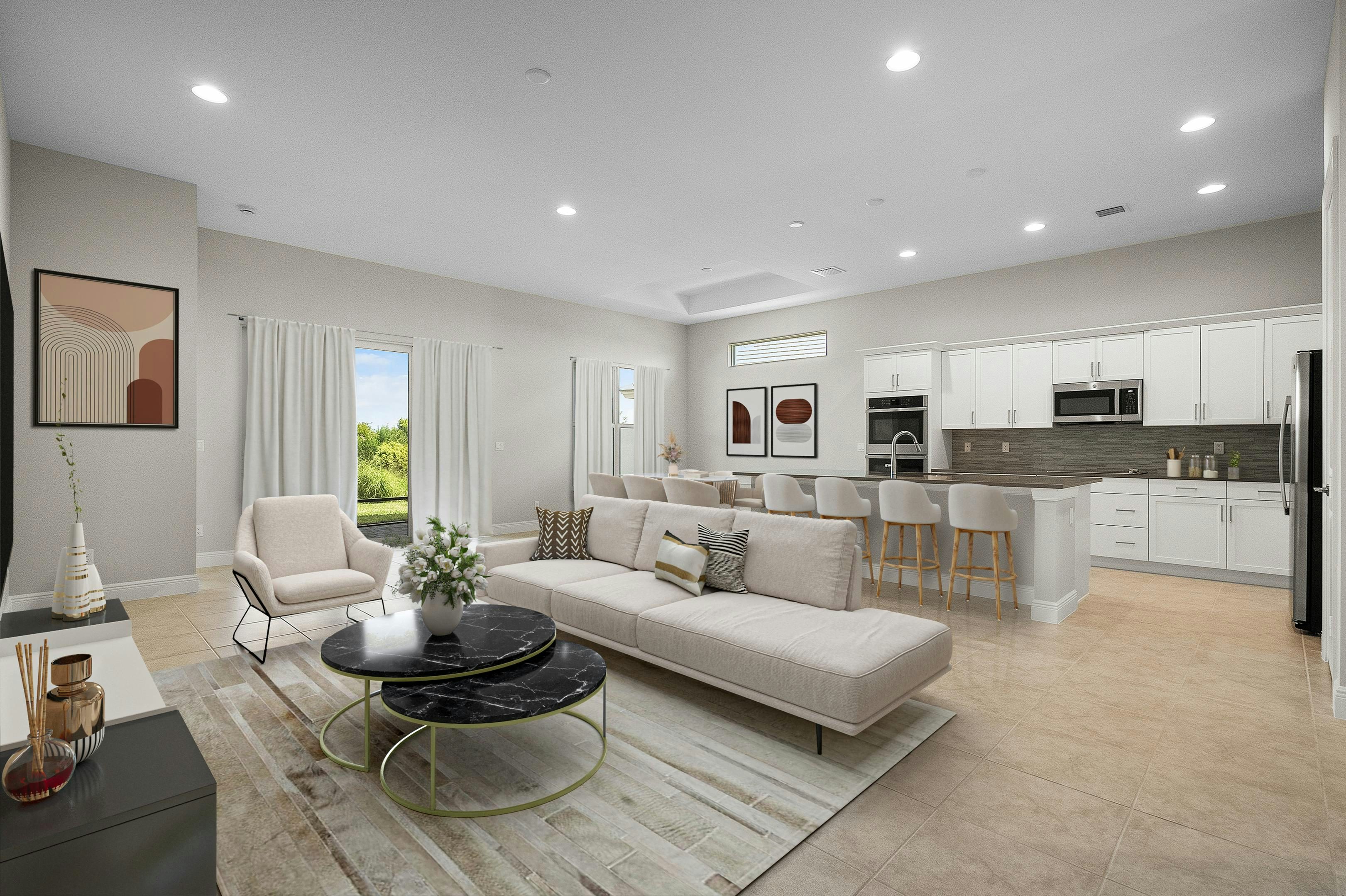 Great Room Virtually Stage | 12507 SW Sunrise Terrace