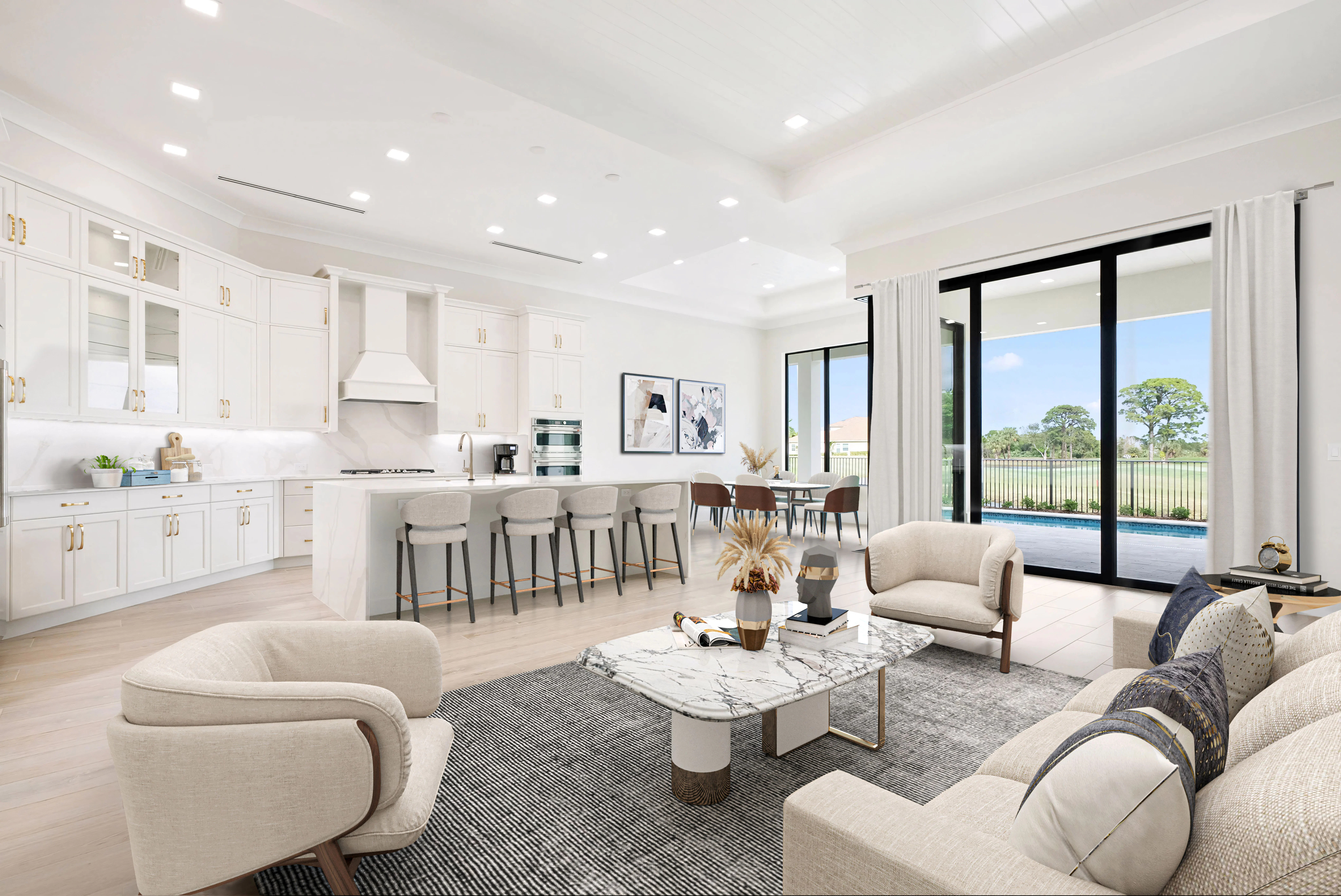 Great Room Virtually Staged | 109 SE Via Verona